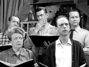 Barney in the choir (getting some serious side eye from Aunt Bee). 